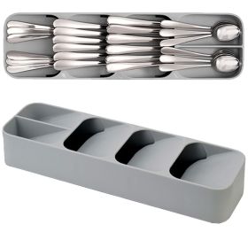 Drawer Cutlery Organizer Tray Kitchen Storage Holder Rack for Cutlery Silverware - Gray, Multi-Purpose Kitchen Storage and Organization Solution