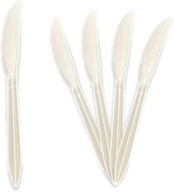 1000 Pack Bulk Disposable Plastic Silverware Medium Weight Cutlery for Parties Catering Takeout Orders (Knives Knives White)