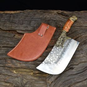 Household Bone Chopping Hand-forged Kitchen Knife Dual-use Knife Ghost Hand Made Chef Knives (Option: Silver)