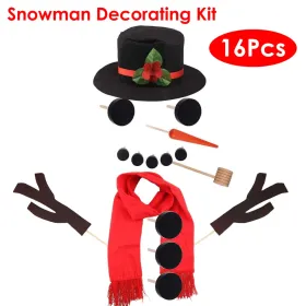 16Pcs Snowman Decorating Dressing Kit Winter Party Kids Outdoor Toys Christmas (Option: White)