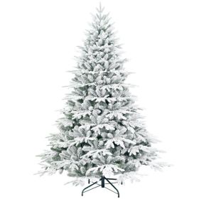 Artificial 4ft Flocked Christmas Tree With 856 PE PVC Mixed Branch Tips, 150L Warm White Led, Steel Wire Wire, Hinged Premium & Foldable Base For (Option: Default title)