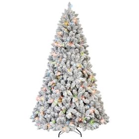 Artificial 4ft Flocked Christmas Tree With 366 PVC Branch Tips, Pine Conex21pcs, 150L Colorful Led, Memory Wire Iron Wire, Hinged Premium & Folda (Option: Default title)
