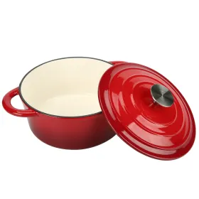 Dutch Oven,Dutch Oven Pot With Lid,4.5 QT Enamel Dutch Ovens With Dual Handles,Cast Iron Pot For Braiser,Cooking,Gifts For Family (Option: red)